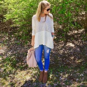 Long sleeve off white tunic/hoodie-size small